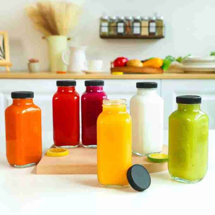 Juice Bottles with Lids, 16 Oz - Clear Glass Jars with Caps - Reusable Empty Drink Containers for Juicing, Smoothies, Water, Milk, Kombucha Storage, Wellness Shots and More  - 副本